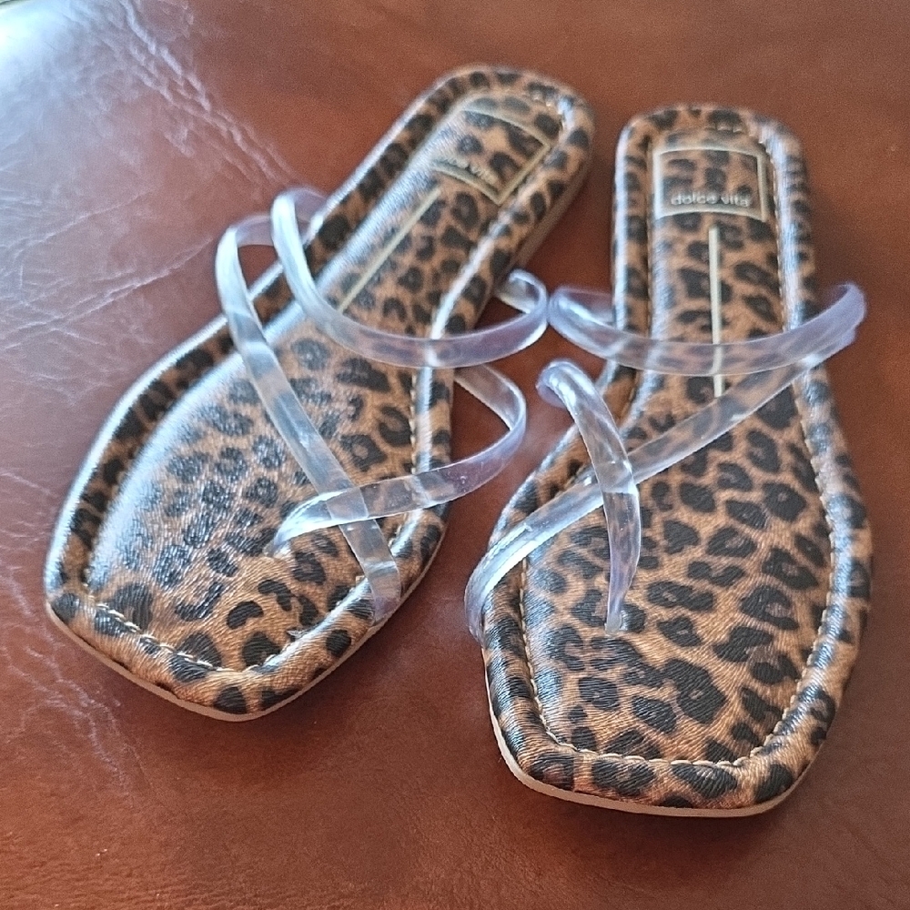 Dolce Vita Leopard Print Sandals with Clear Straps